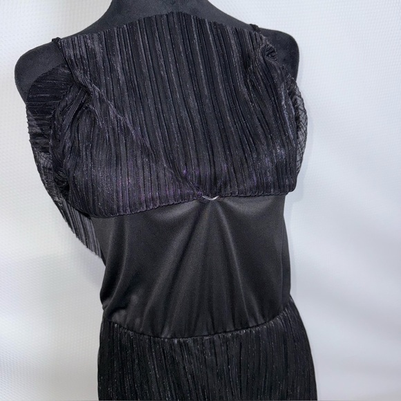 Embrace Los Angeles Maxi Slip Dress Sz Small Black Metallic Stripe Gown - Picture 9 of 15